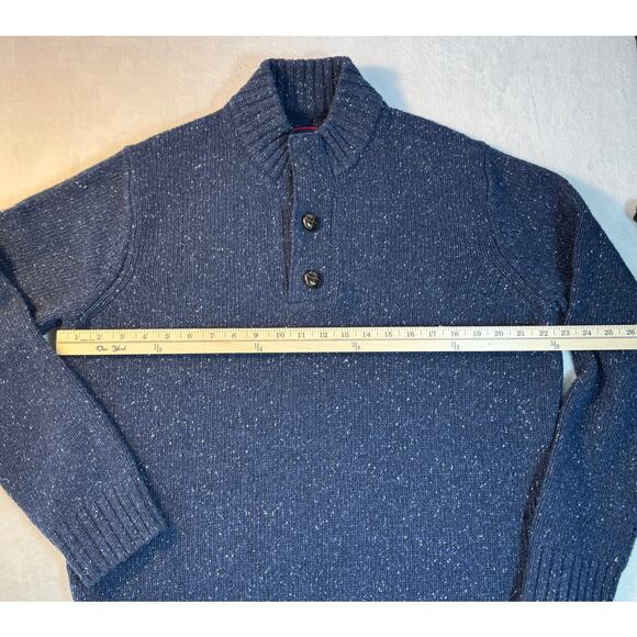UNTUCKit Mens Navy Vangone Button Mock Neck Wool Sweater Lambswool Large - Picture 5 of 6